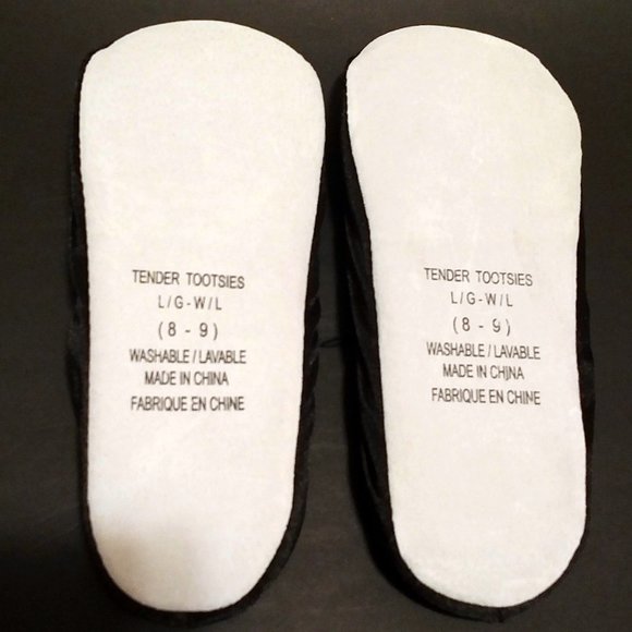 Tender Tootsies Classic Ballerina Slippers, Black, L - Picture 6 of 9
